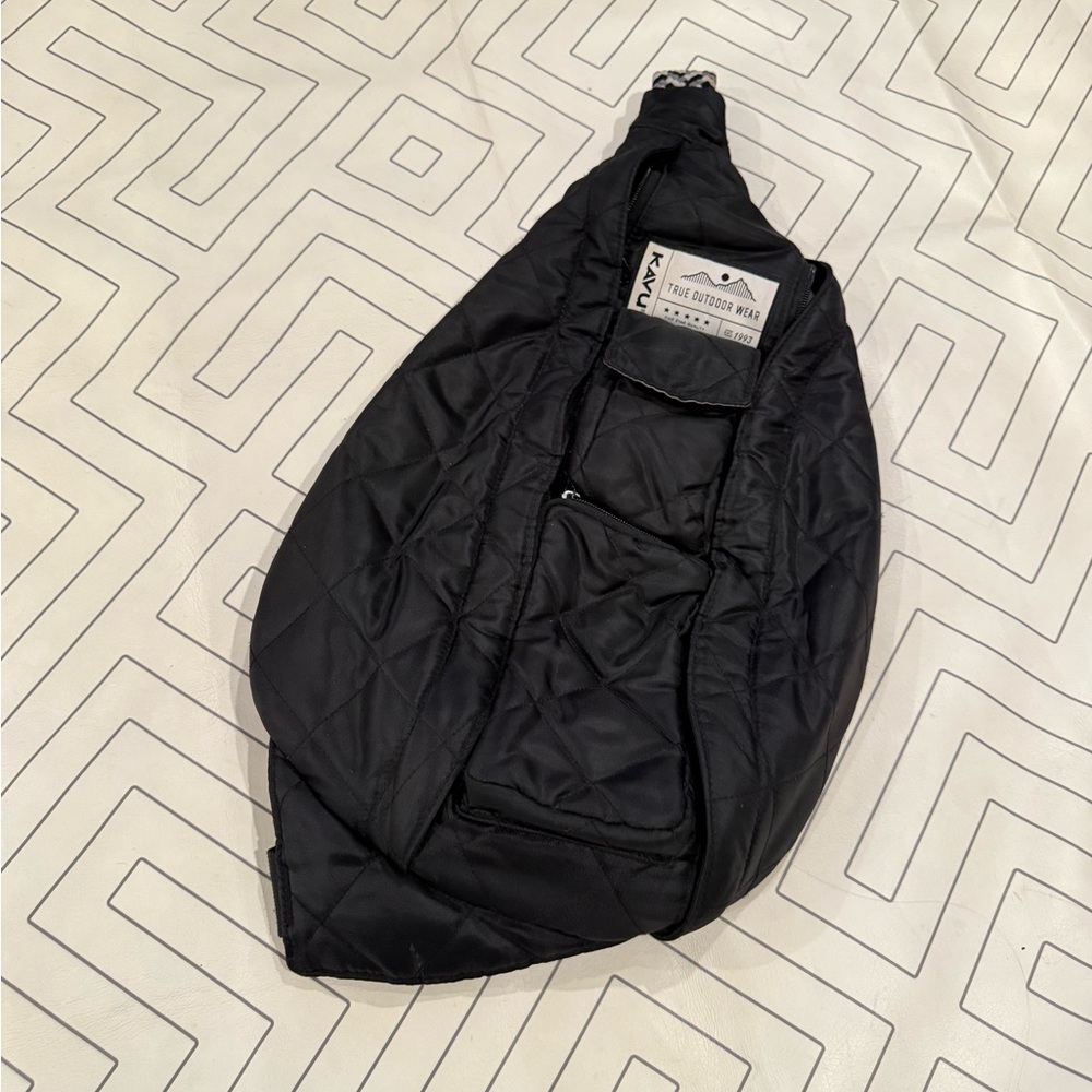 Kavu Black Quilted Rope Bag